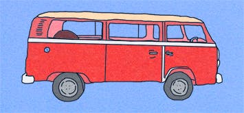 Esta imagen contiene la ilustración de una combi roja.